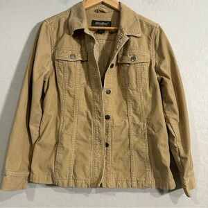Eddie Bauer Corduroy Trucker Jacket Tan Large Cotton Western Workwear Layering